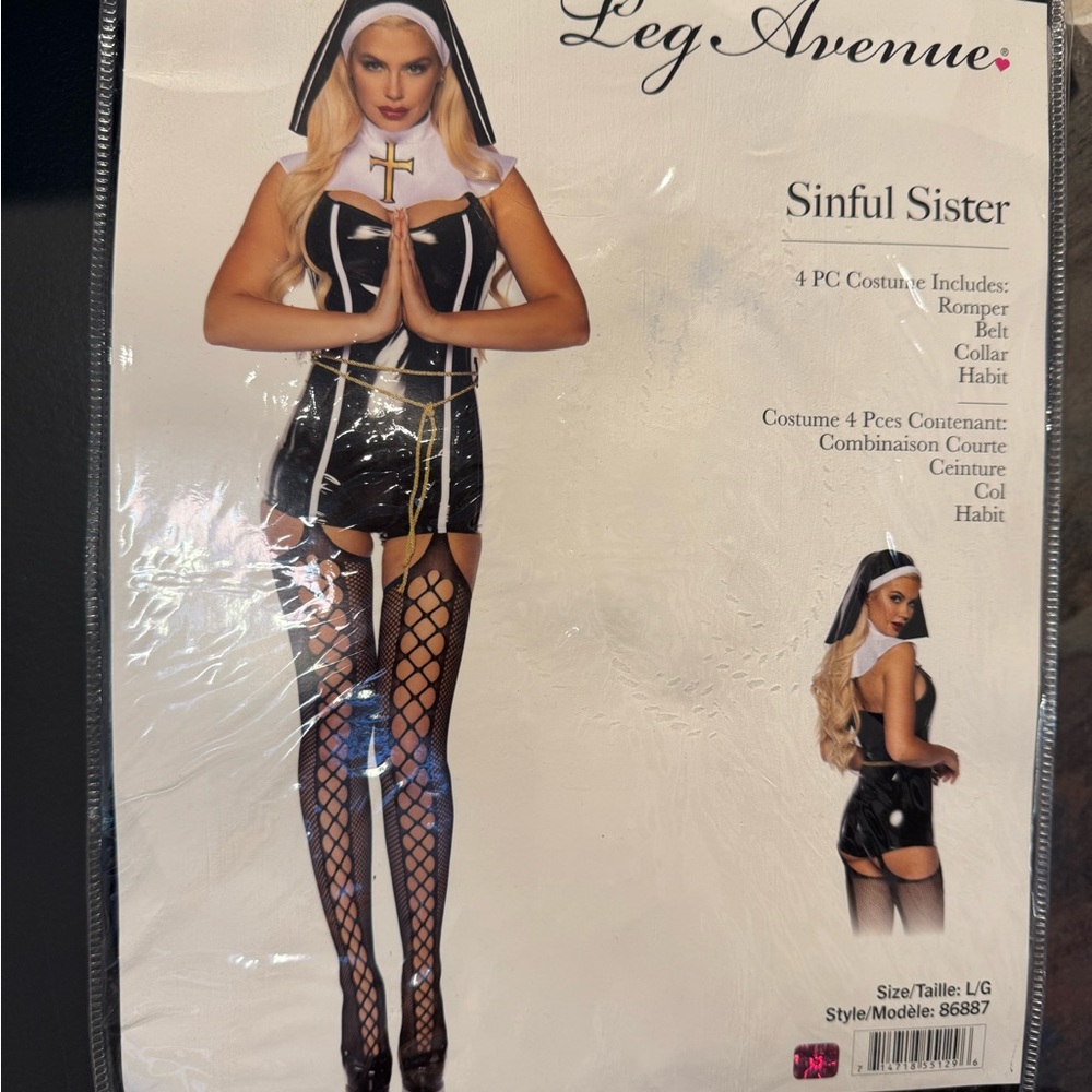 Leg Avenue Sinful Sister Black and White Costume